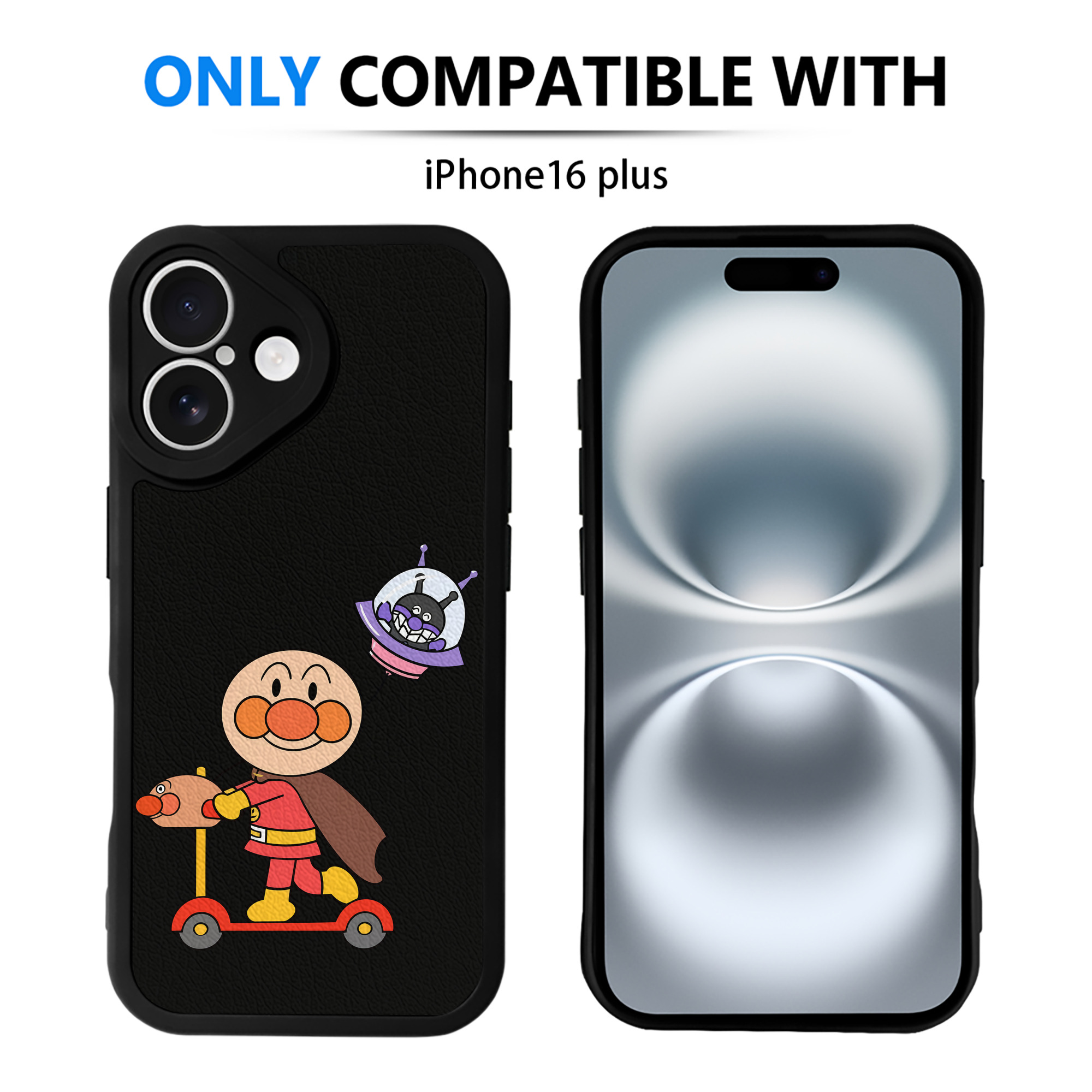 （画像用） アンパンマン Anpanman 【iPhone 16シリーズ対応】シリコンスマホケース（レザー調） 材質：シリコン